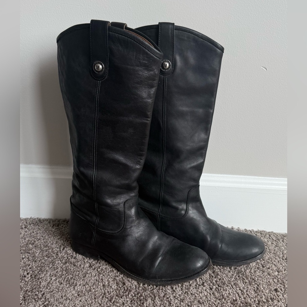 FRYE Melissa Black Leather Boots